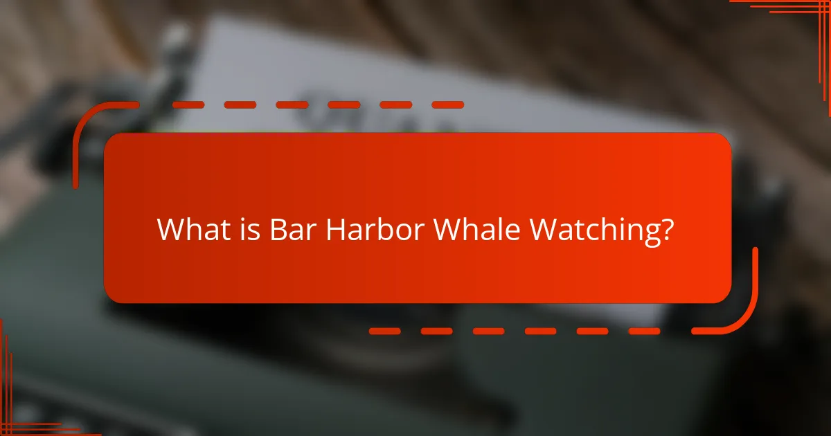 What is Bar Harbor Whale Watching?