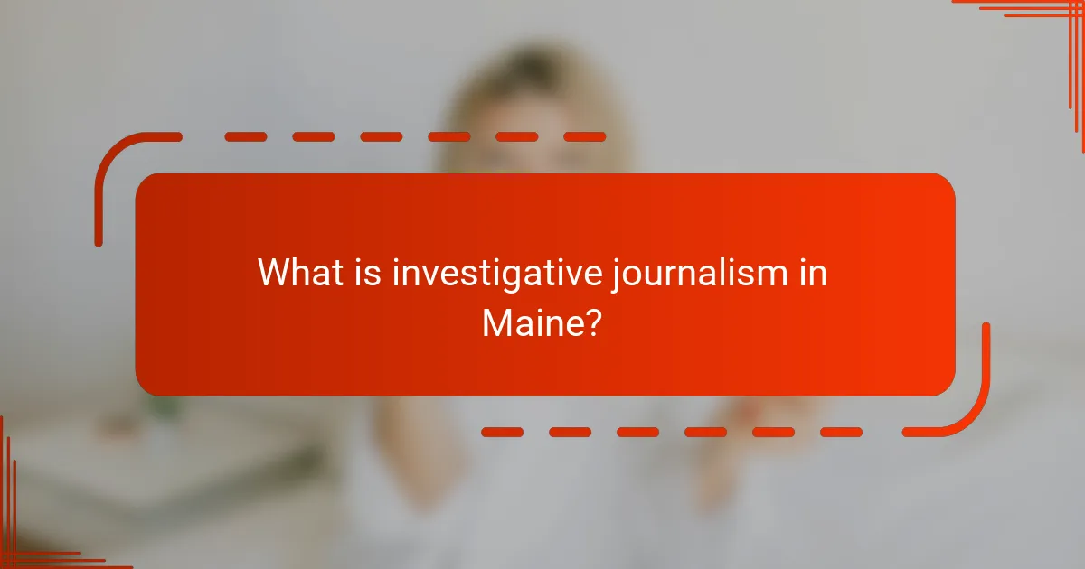 What is investigative journalism in Maine?