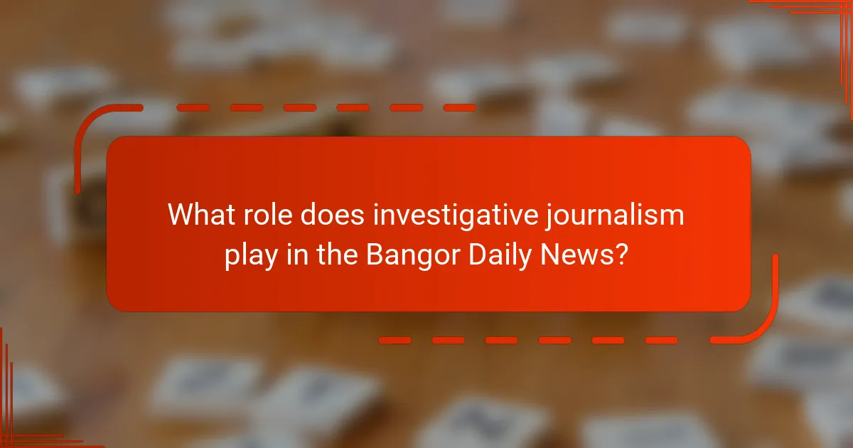What role does investigative journalism play in the Bangor Daily News?